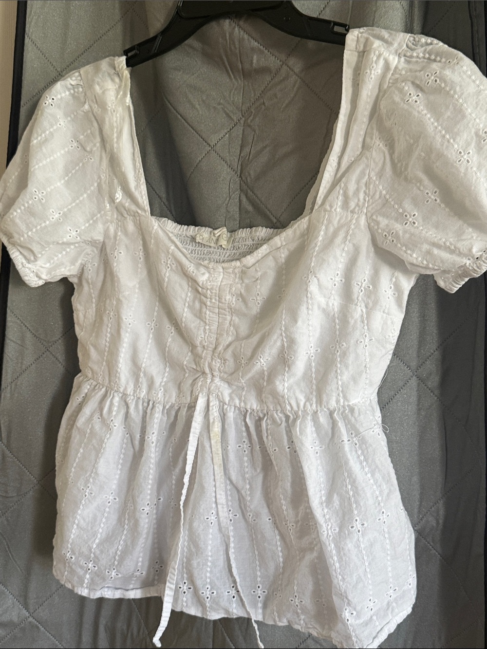 Planet Gold White Eyelet Peasant Blouse